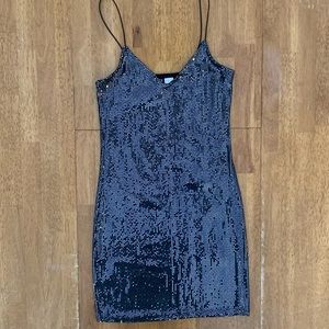 H&M Sequined Party Dress, Black, Size XS